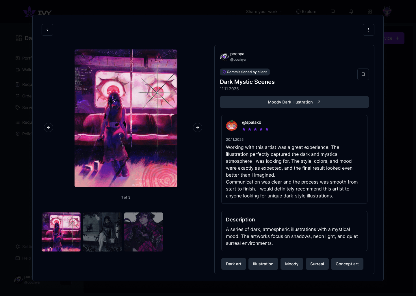 Portfolio gallery and work showcase